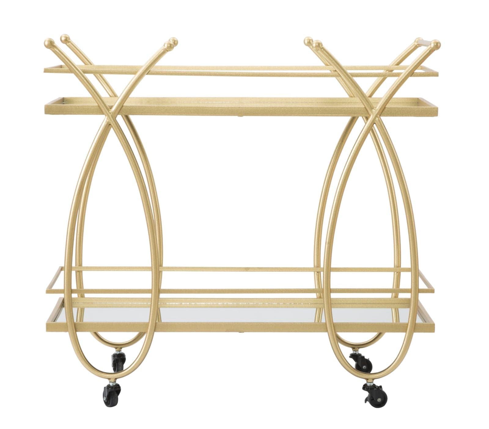 Carrello "Ribbon" struttura in ferro color oro con ruote e 2 ripiani per interni in Panche contenitore Decor Space - Altamura, commercioVirtuoso.it