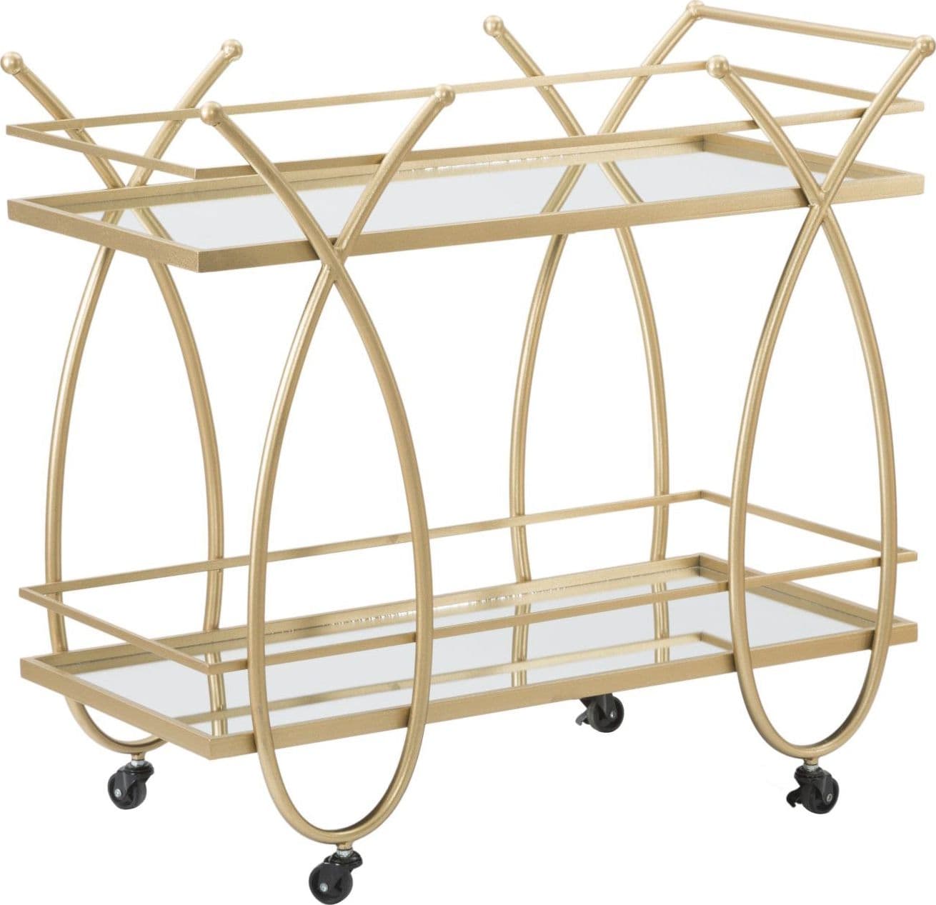 Carrello "Ribbon" struttura in ferro color oro con ruote e 2 ripiani per interni in Panche contenitore Decor Space - Altamura, commercioVirtuoso.it