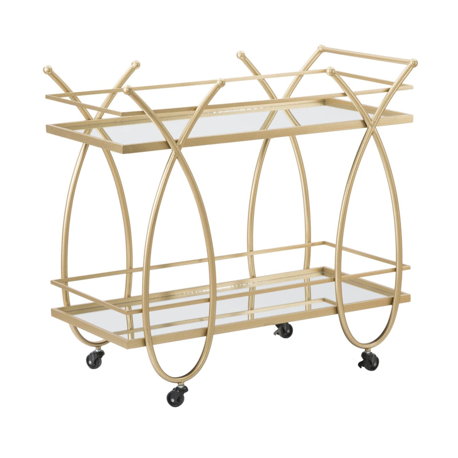 Carrello "Ribbon" struttura in ferro color oro con ruote e 2 ripiani per interni in Panche contenitore Decor Space - Altamura, commercioVirtuoso.it