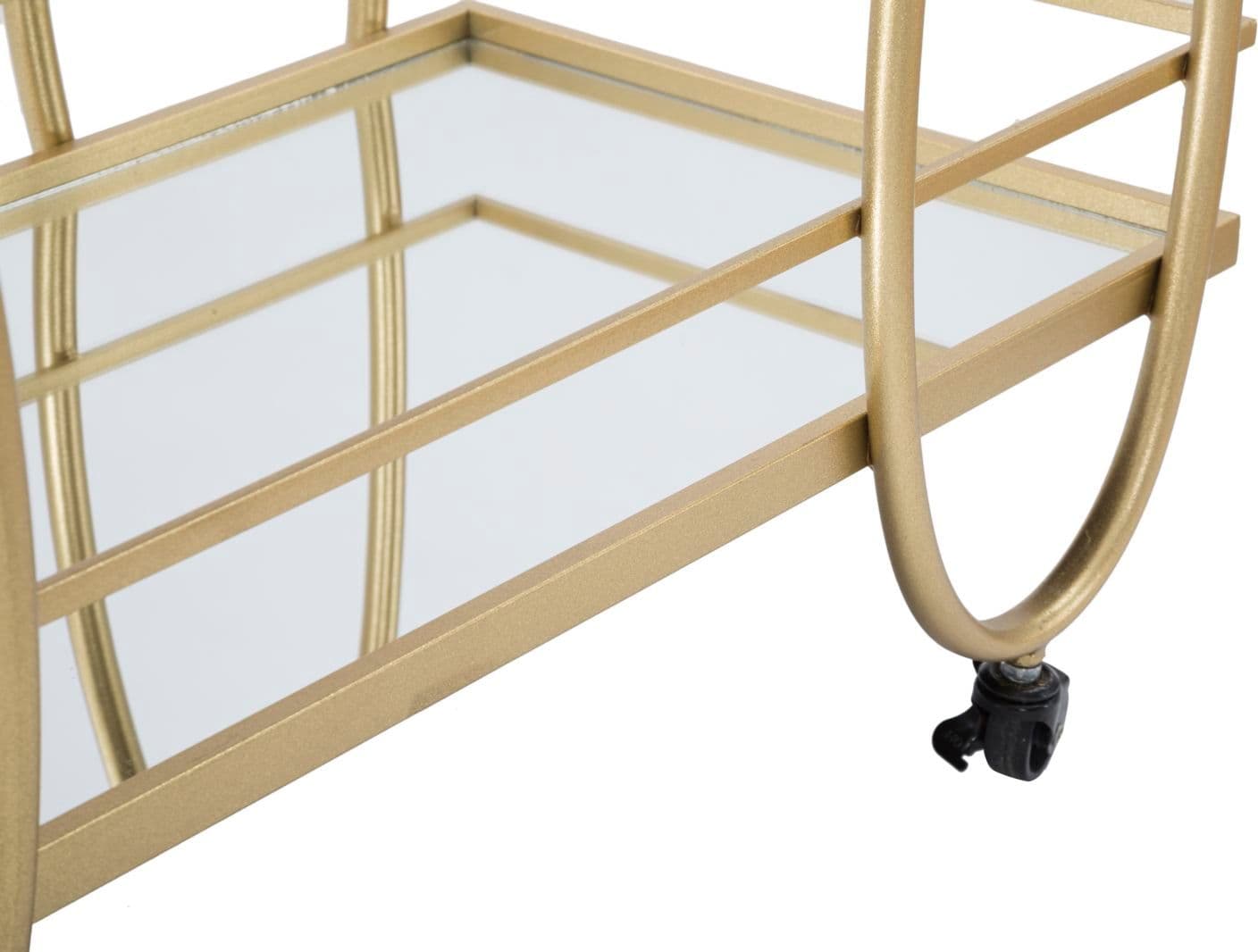 Carrello "Ribbon" struttura in ferro color oro con ruote e 2 ripiani per interni in Panche contenitore Decor Space - Altamura, commercioVirtuoso.it