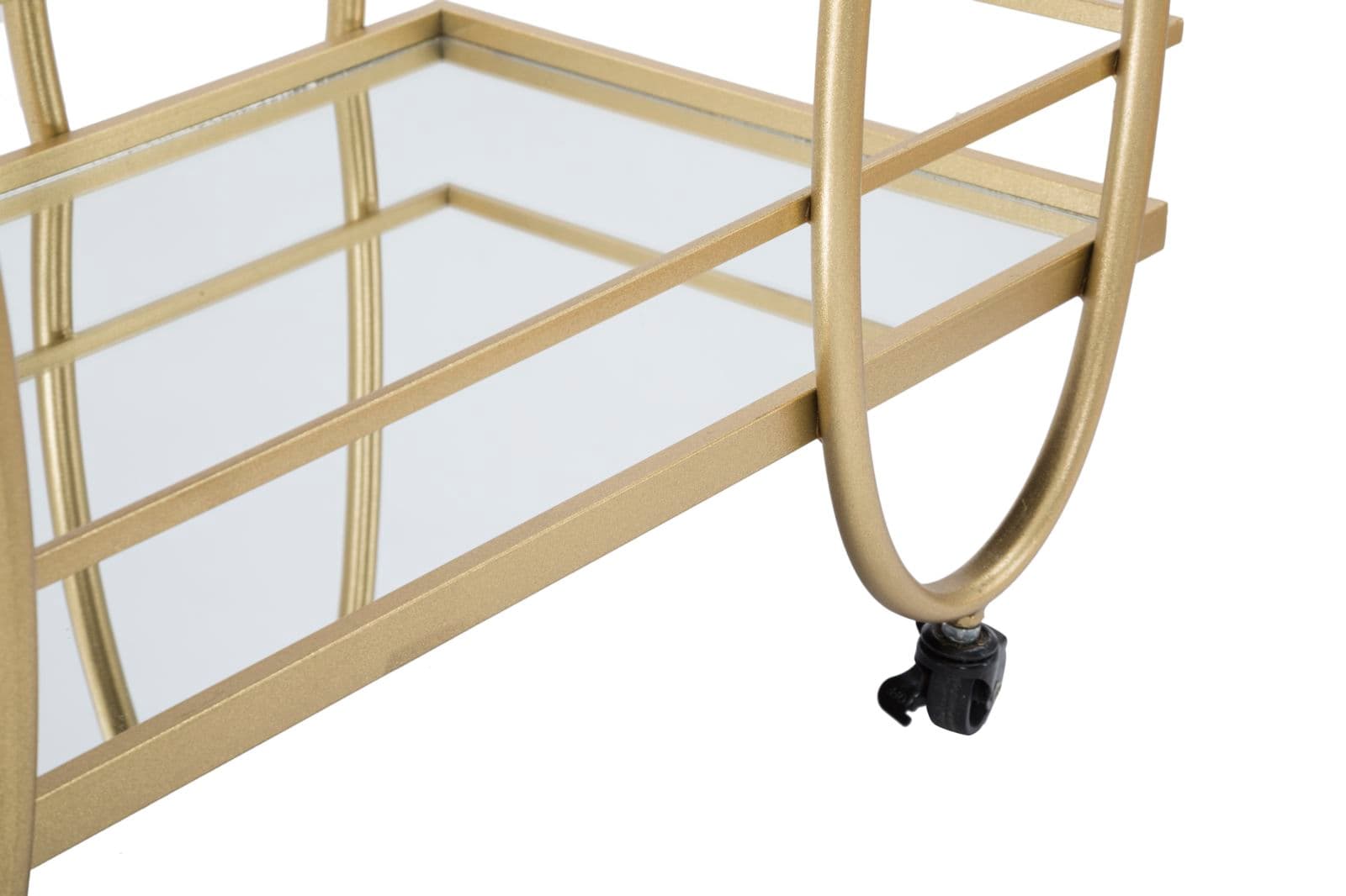 Carrello "Ribbon" struttura in ferro color oro con ruote e 2 ripiani per interni in Panche contenitore Decor Space - Altamura, commercioVirtuoso.it