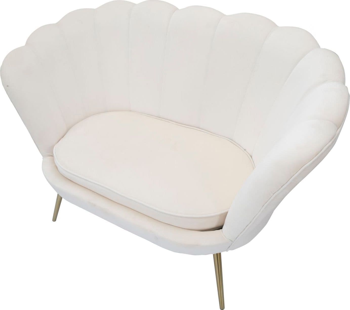 Divanetto "Vienna" 2 posti in velluto color bianco gambe color oro per interni in Divani Decor Space - Altamura, commercioVirtuoso.it