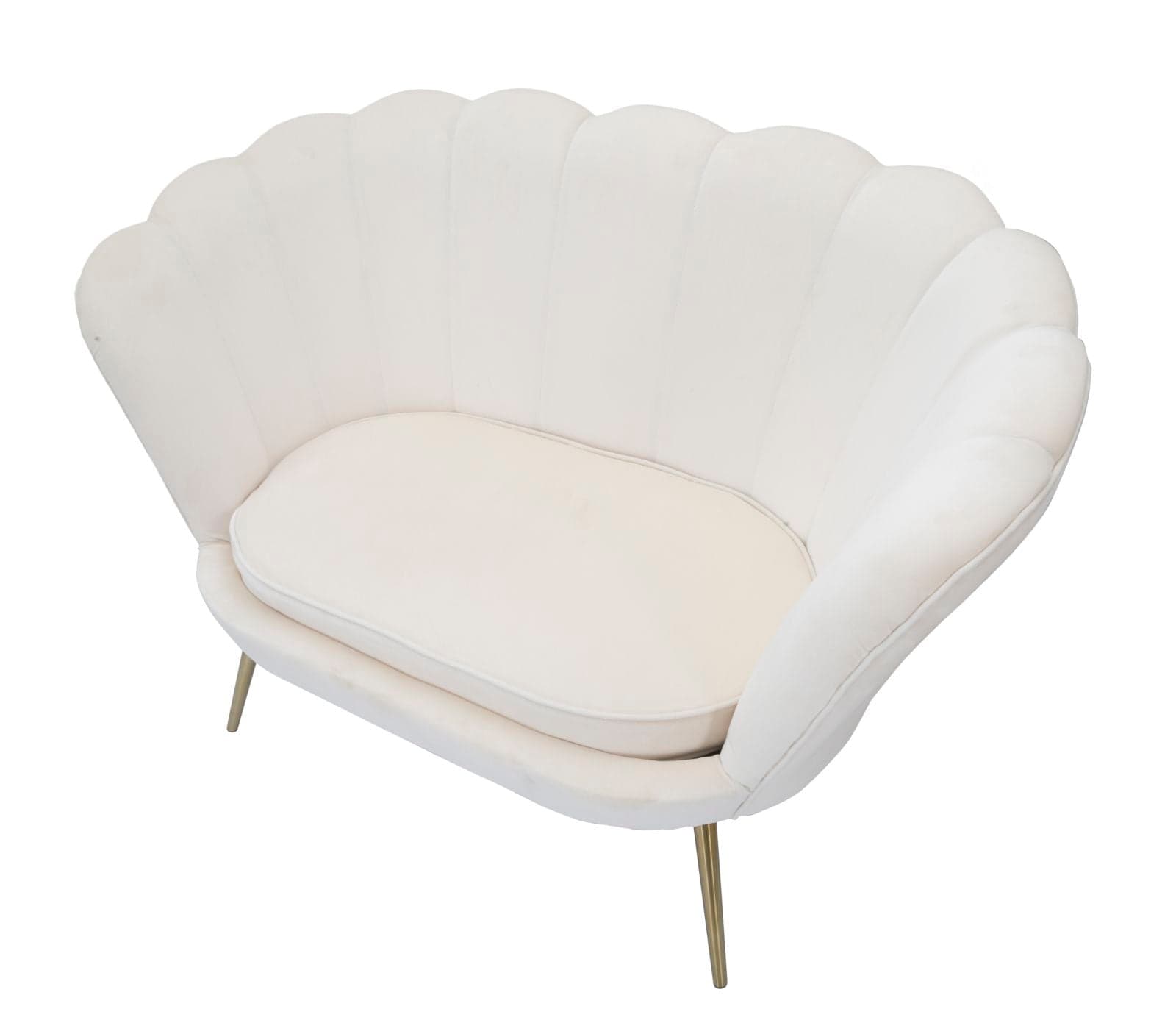 Divanetto "Vienna" 2 posti in velluto color bianco gambe color oro per interni in Divani Decor Space - Altamura, commercioVirtuoso.it