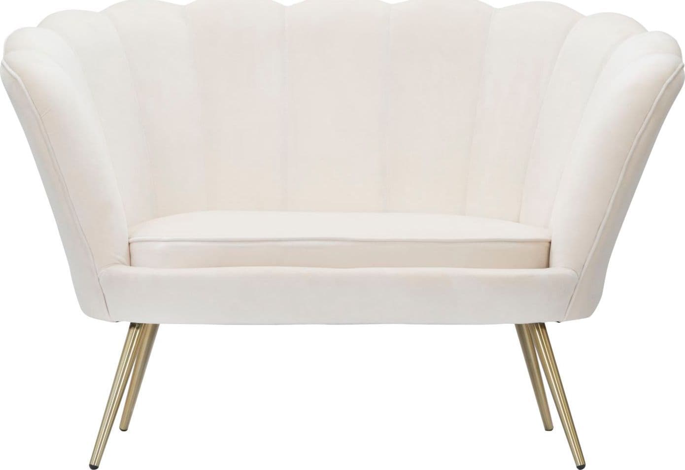 Divanetto "Vienna" 2 posti in velluto color bianco gambe color oro per interni in Divani Decor Space - Altamura, commercioVirtuoso.it