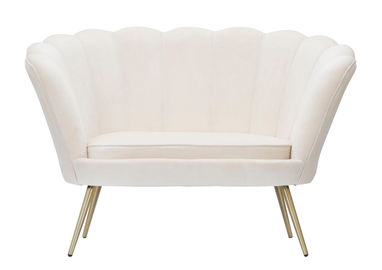 Divanetto "Vienna" 2 posti in velluto color bianco gambe color oro per interni in Divani Decor Space - Altamura, commercioVirtuoso.it