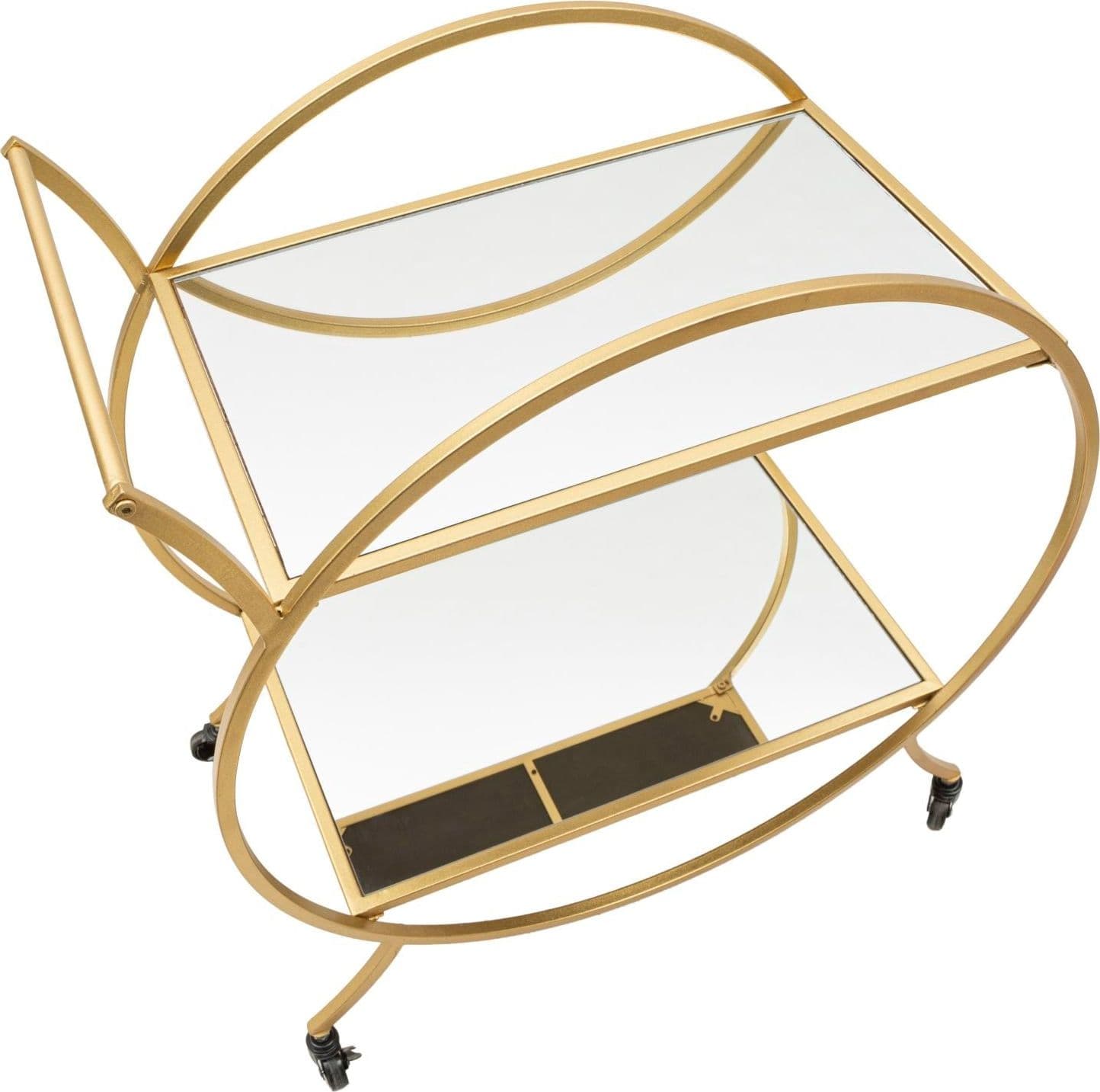 Carrello round struttura in ferro color oro con ruote e 2 ripiani per interni in Panche contenitore Decor Space - Altamura, commercioVirtuoso.it