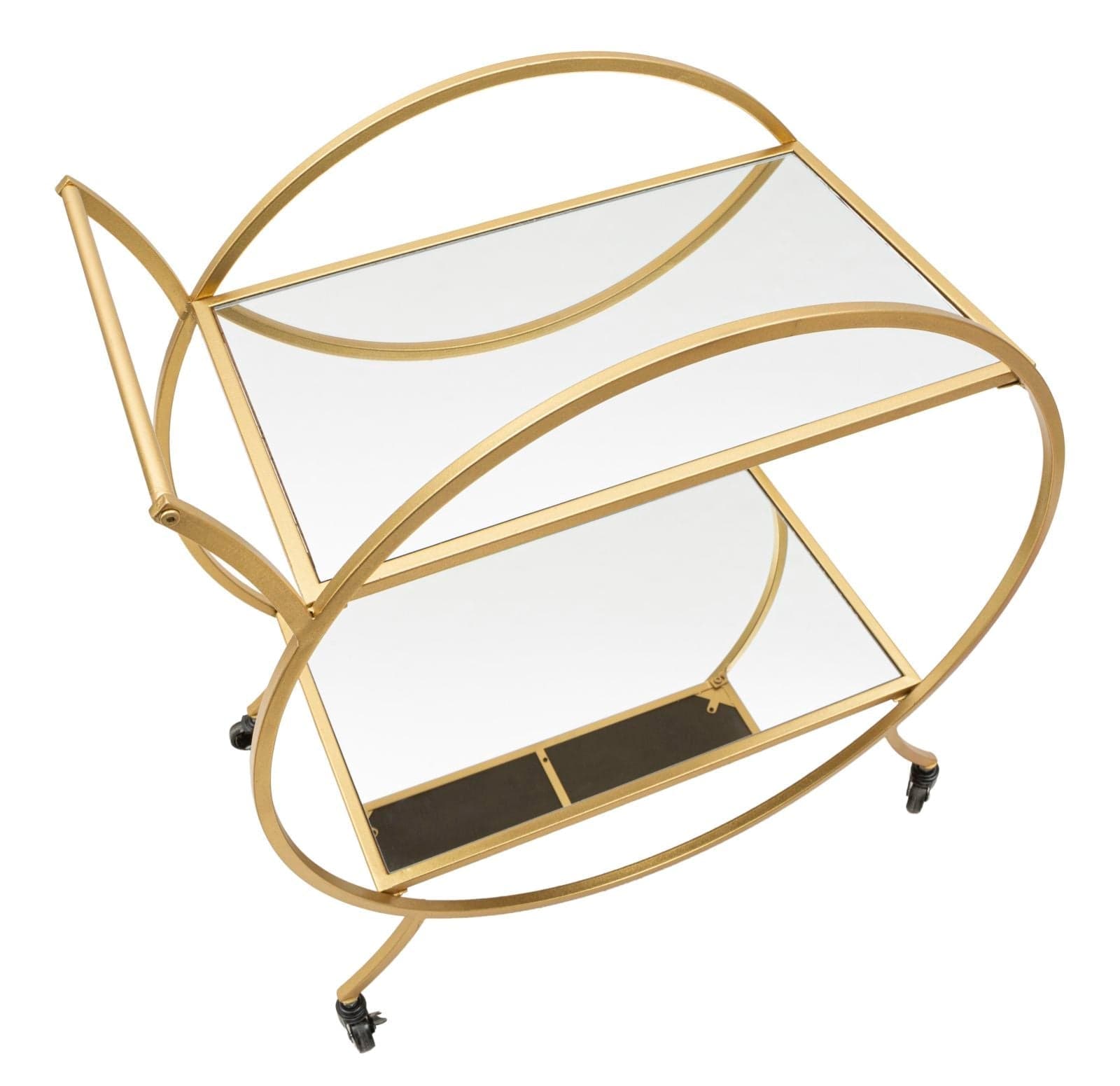 Carrello round struttura in ferro color oro con ruote e 2 ripiani per interni in Panche contenitore Decor Space - Altamura, commercioVirtuoso.it