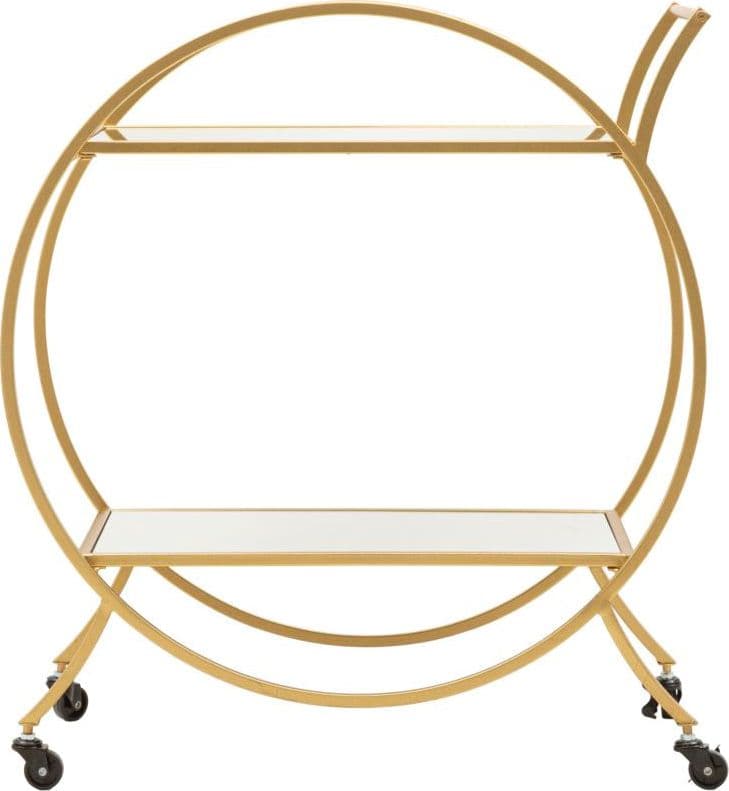 Carrello round struttura in ferro color oro con ruote e 2 ripiani per interni in Panche contenitore Decor Space - Altamura, commercioVirtuoso.it