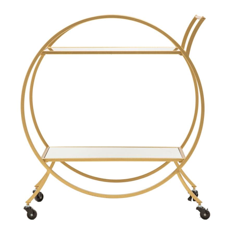 Carrello round struttura in ferro color oro con ruote e 2 ripiani per interni in Panche contenitore Decor Space - Altamura, commercioVirtuoso.it