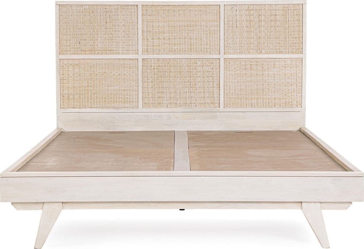 Letto a due posti "Sahana" con Struttura in legno di mango, stile moderno in Materassi Decor Space - Altamura, commercioVirtuoso.it