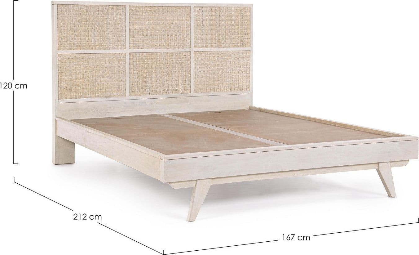 Letto a due posti "Sahana" con Struttura in legno di mango, stile moderno in Materassi Decor Space - Altamura, commercioVirtuoso.it