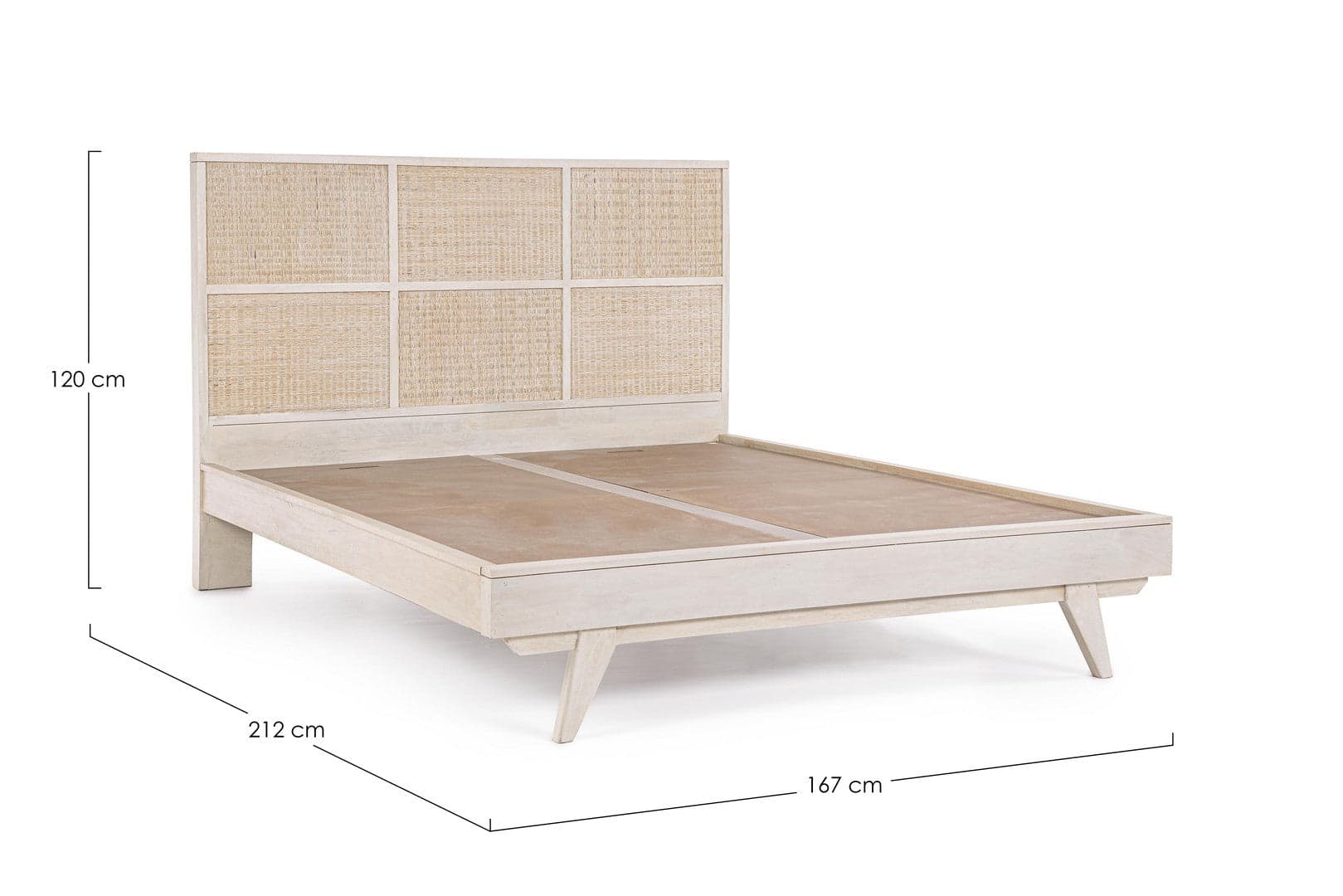 Letto a due posti "Sahana" con Struttura in legno di mango, stile moderno in Materassi Decor Space - Altamura, commercioVirtuoso.it