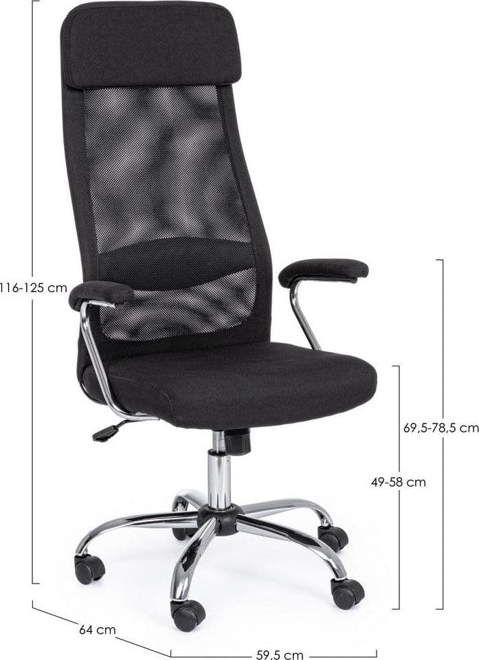 Poltrona "Clarissa" da ufficio ergonomica con braccioli, altezza regolabile, colore nero in Poltrone Decor Space - Altamura, commercioVirtuoso.it