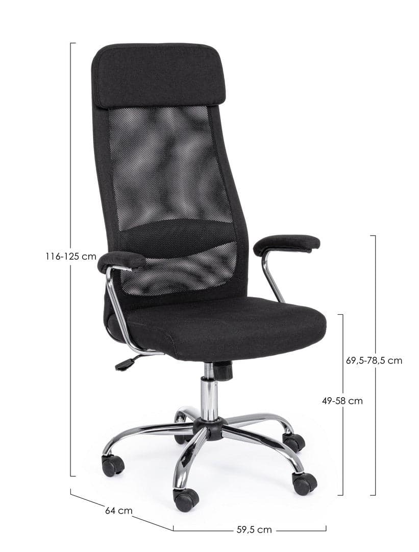 Poltrona "Clarissa" da ufficio ergonomica con braccioli, altezza regolabile, colore nero in Poltrone Decor Space - Altamura, commercioVirtuoso.it