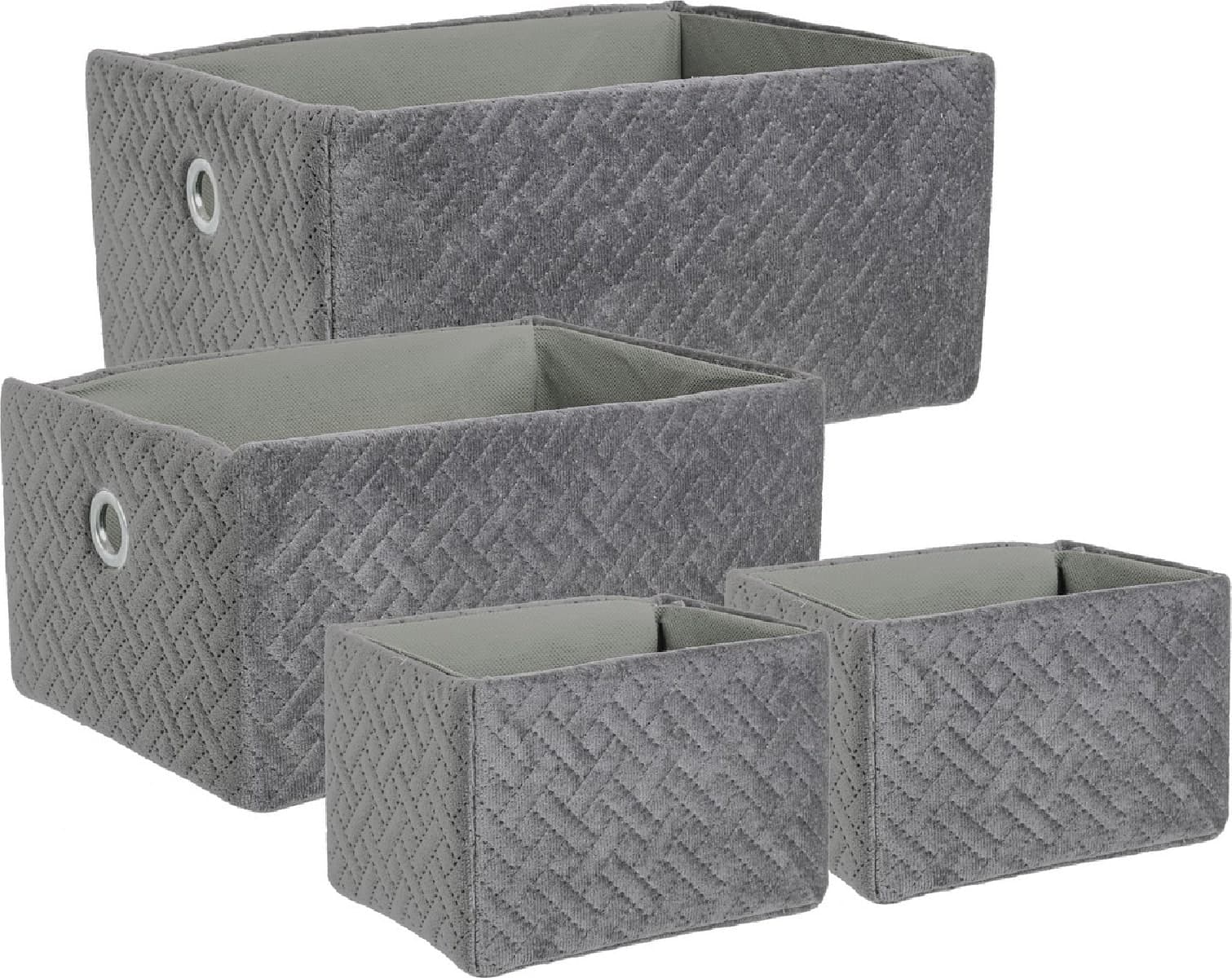 Set 4 Cesta "Averill" con struttura in cartone e rivestimento in poliestere effetto velluto in Organizer per cassetti Decor Space - Altamura, commercioVirtuoso.it