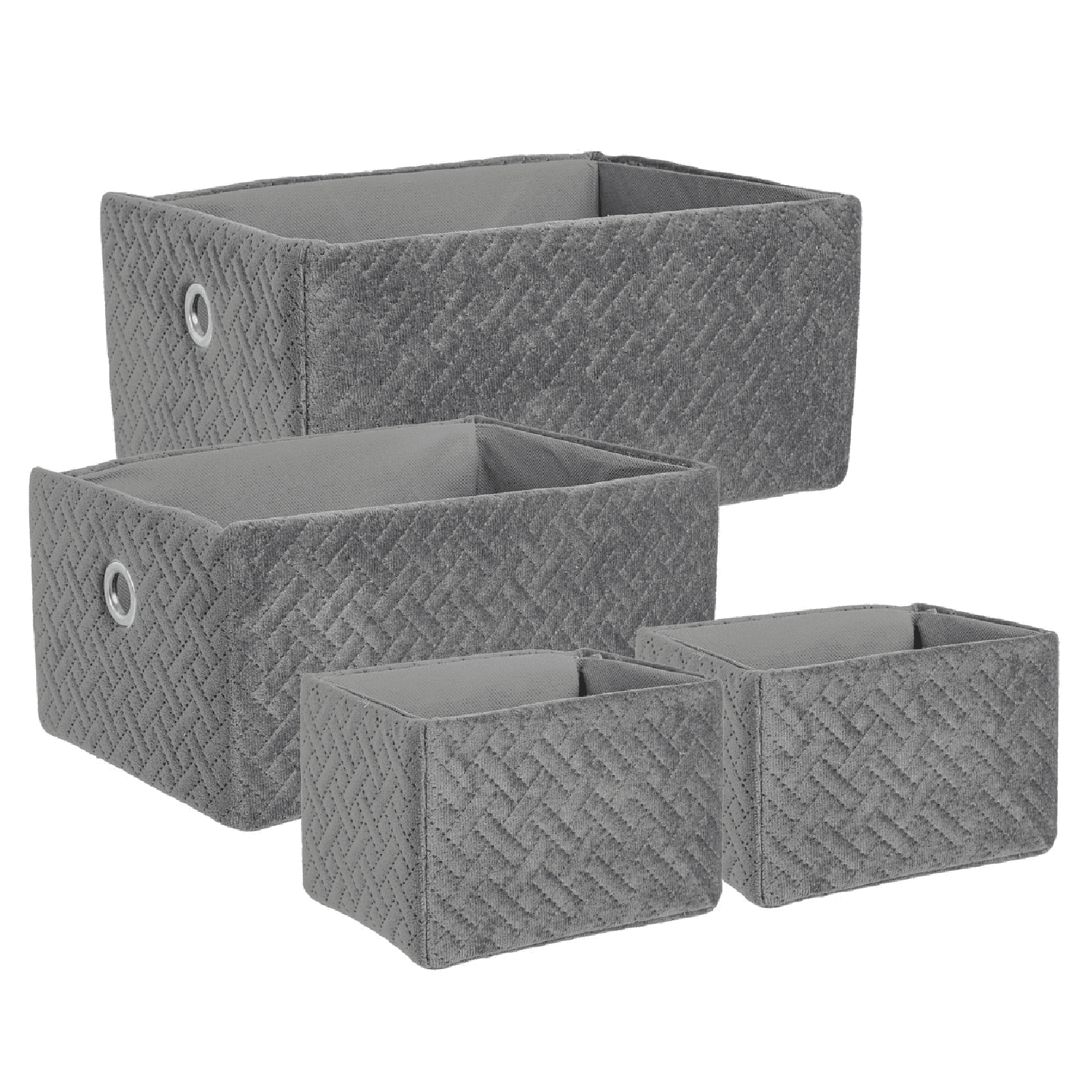 Set 4 Cesta "Averill" con struttura in cartone e rivestimento in poliestere effetto velluto in Organizer per cassetti Decor Space - Altamura, commercioVirtuoso.it