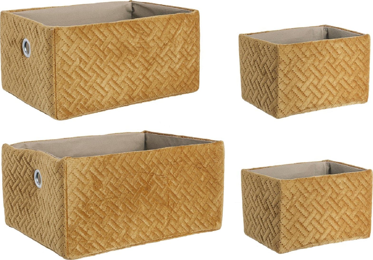 Set 4 Cesta "Averill" con struttura in cartone e rivestimento in poliestere effetto velluto in Organizer per cassetti Decor Space - Altamura, commercioVirtuoso.it
