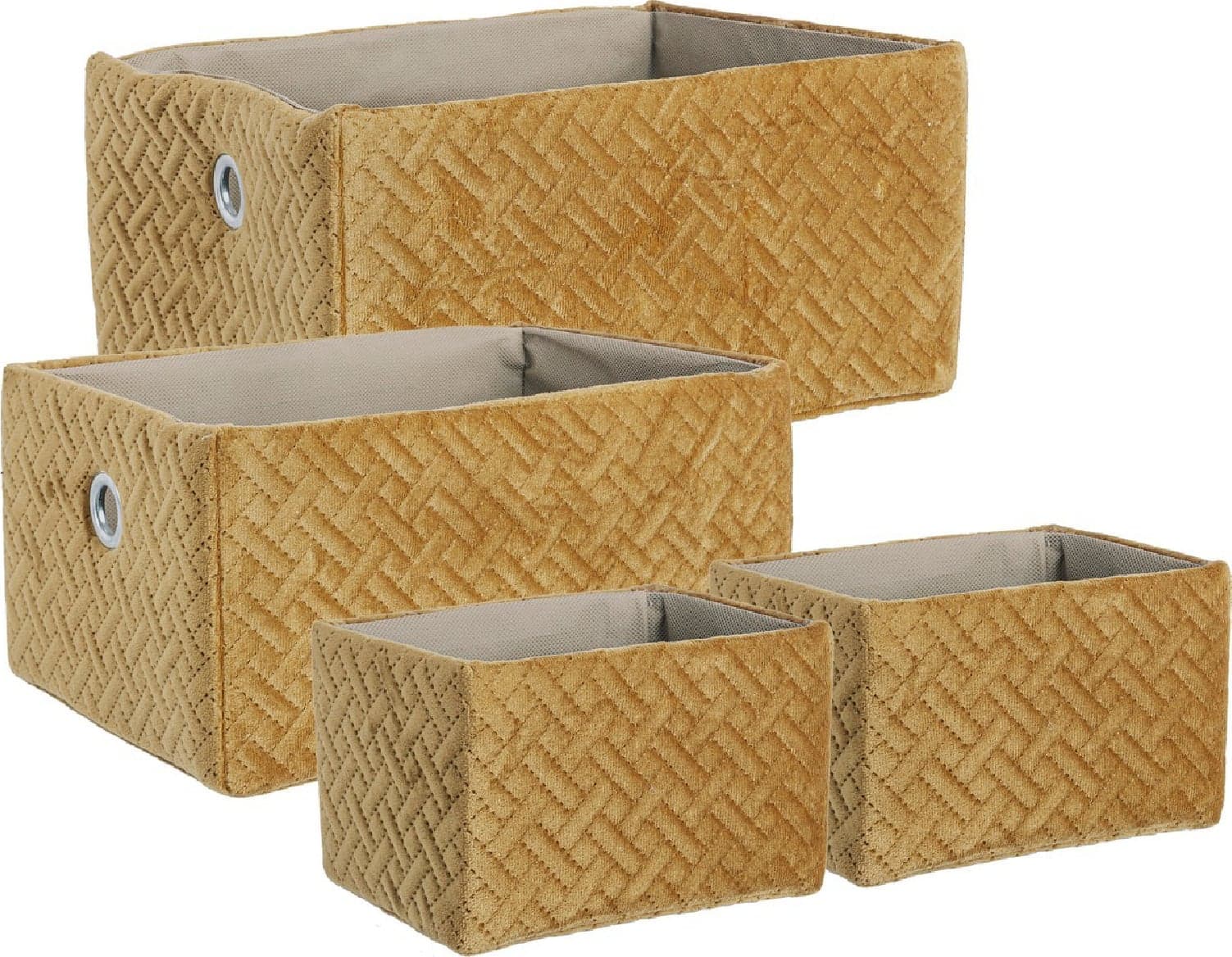 Set 4 Cesta "Averill" con struttura in cartone e rivestimento in poliestere effetto velluto in Organizer per cassetti Decor Space - Altamura, commercioVirtuoso.it