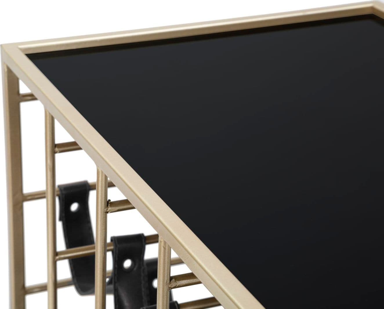 Carrello struttura in ferro color oro e nero con ruote, portabottiglie e 3 ripiani in Panche contenitore Decor Space - Altamura, commercioVirtuoso.it