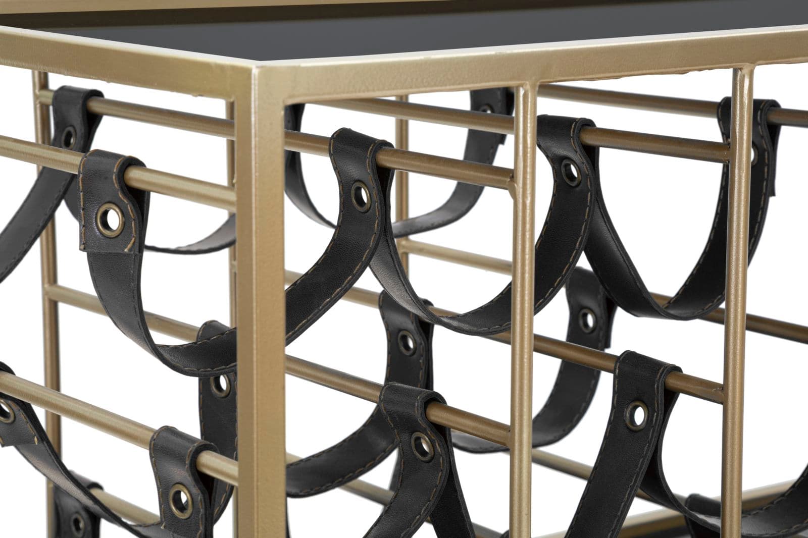 Carrello struttura in ferro color oro e nero con ruote, portabottiglie e 3 ripiani in Panche contenitore Decor Space - Altamura, commercioVirtuoso.it