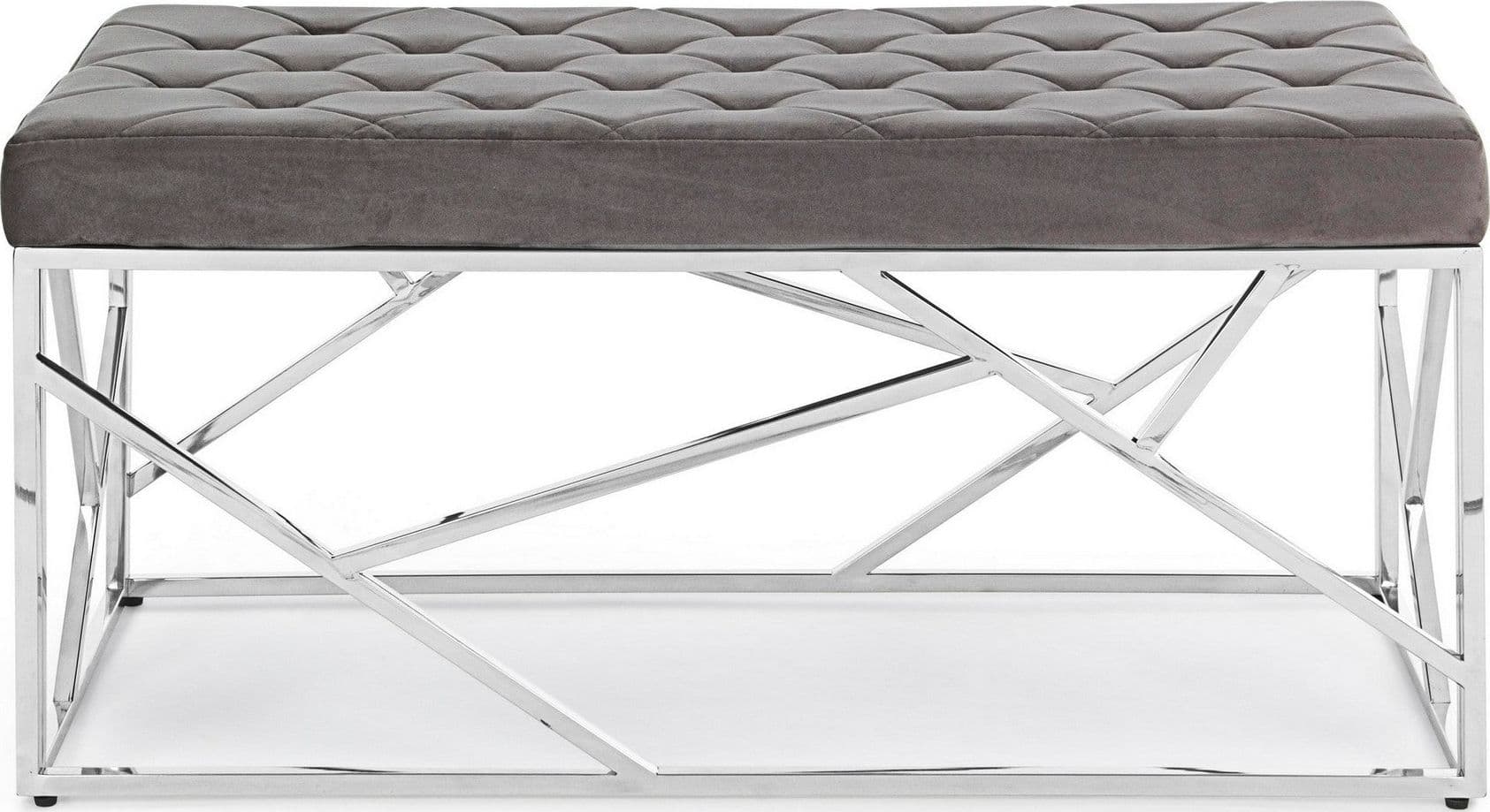 Panchetta per interno "Rayan" con seduta in velluto, color grigio da 97 x 44 cm in Panche contenitore Decor Space - Altamura, commercioVirtuoso.it