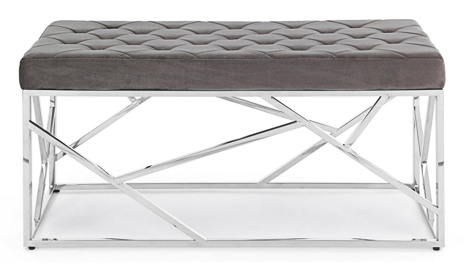 Panchetta per interno "Rayan" con seduta in velluto, color grigio da 97 x 44 cm in Panche contenitore Decor Space - Altamura, commercioVirtuoso.it