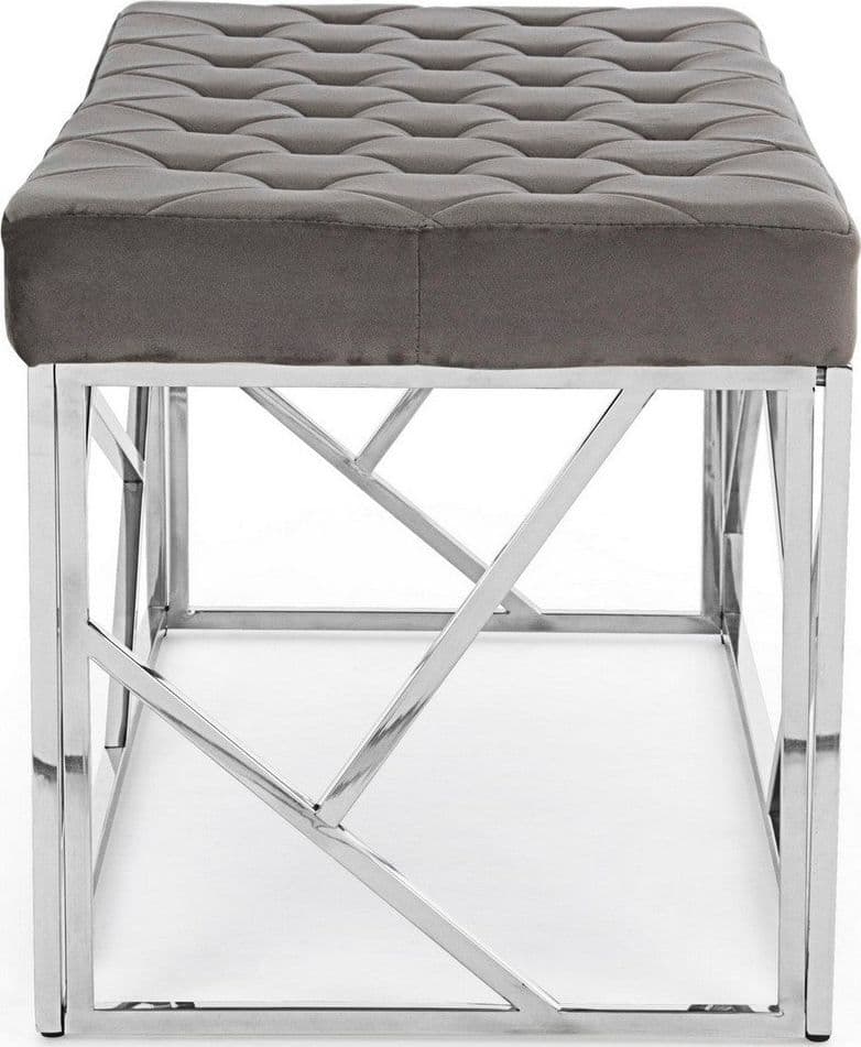 Panchetta per interno "Rayan" con seduta in velluto, color grigio da 97 x 44 cm in Panche contenitore Decor Space - Altamura, commercioVirtuoso.it