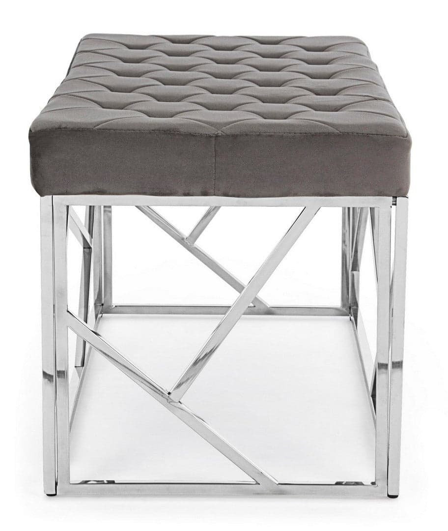 Panchetta per interno "Rayan" con seduta in velluto, color grigio da 97 x 44 cm in Panche contenitore Decor Space - Altamura, commercioVirtuoso.it