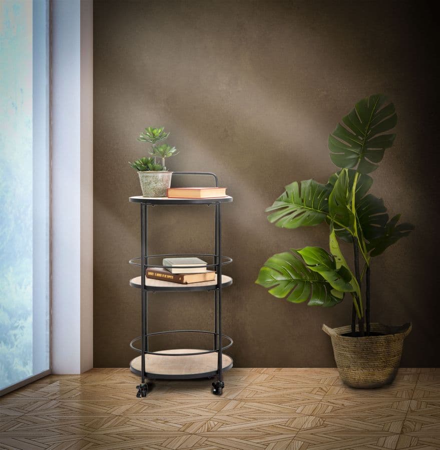 Carrello "Arex" con ruote struttura in ferro con 3 ripiani in legno - 6