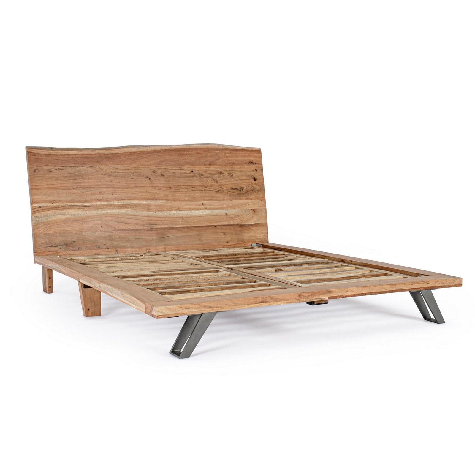 Letto a due posti "Aron" con Struttura in legno di acacia, stile moderno in Materassi Decor Space - Altamura, commercioVirtuoso.it