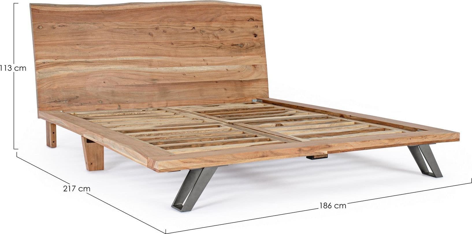 Letto a due posti "Aron" con Struttura in legno di acacia, stile moderno in Materassi Decor Space - Altamura, commercioVirtuoso.it