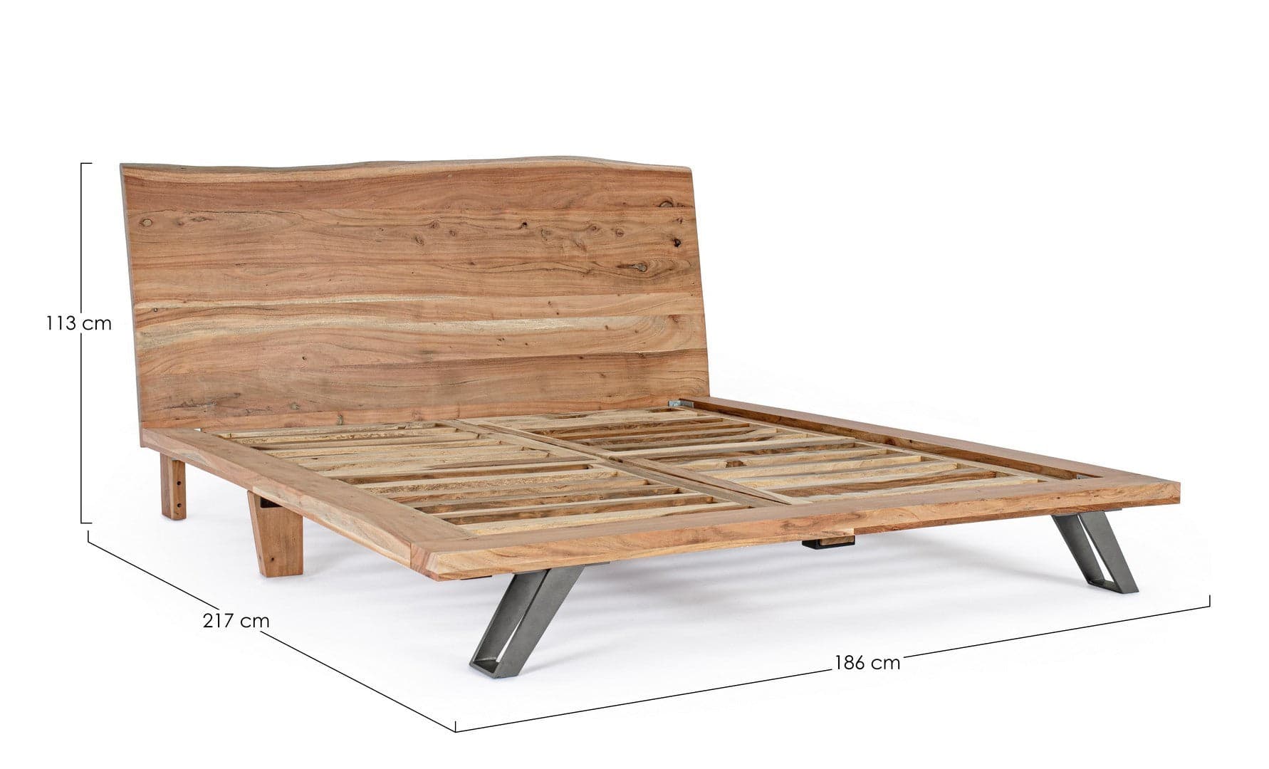 Letto a due posti "Aron" con Struttura in legno di acacia, stile moderno in Materassi Decor Space - Altamura, commercioVirtuoso.it