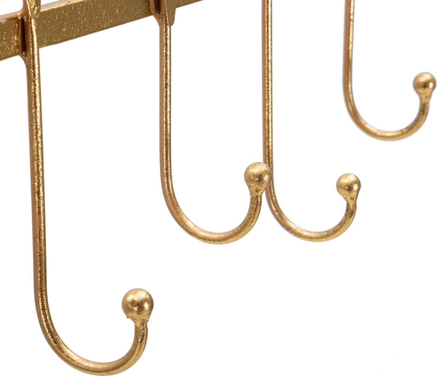 Appendiabiti da parete struttura in metallo color oro con 5 ganci per interni - 3