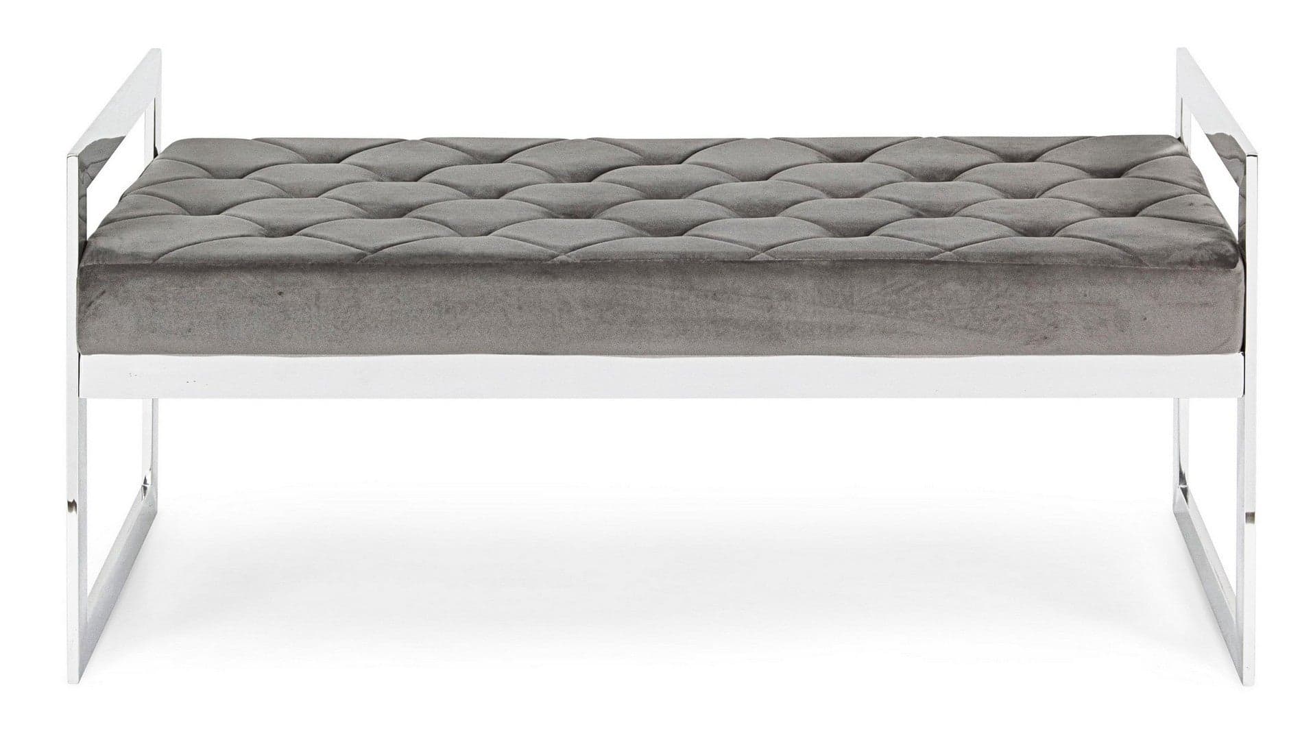 Panchetta per interno "Sveva" con seduta in velluto, color grigio da 97 x 44 cm in Panche contenitore Decor Space - Altamura, commercioVirtuoso.it