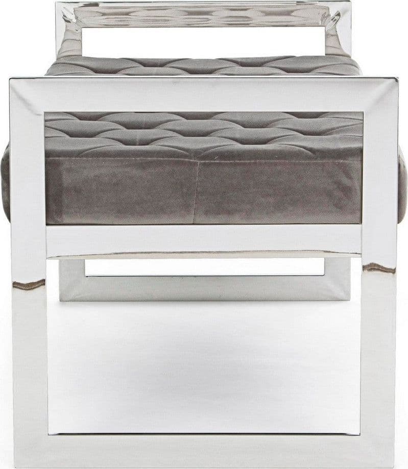 Panchetta per interno "Sveva" con seduta in velluto, color grigio da 97 x 44 cm in Panche contenitore Decor Space - Altamura, commercioVirtuoso.it