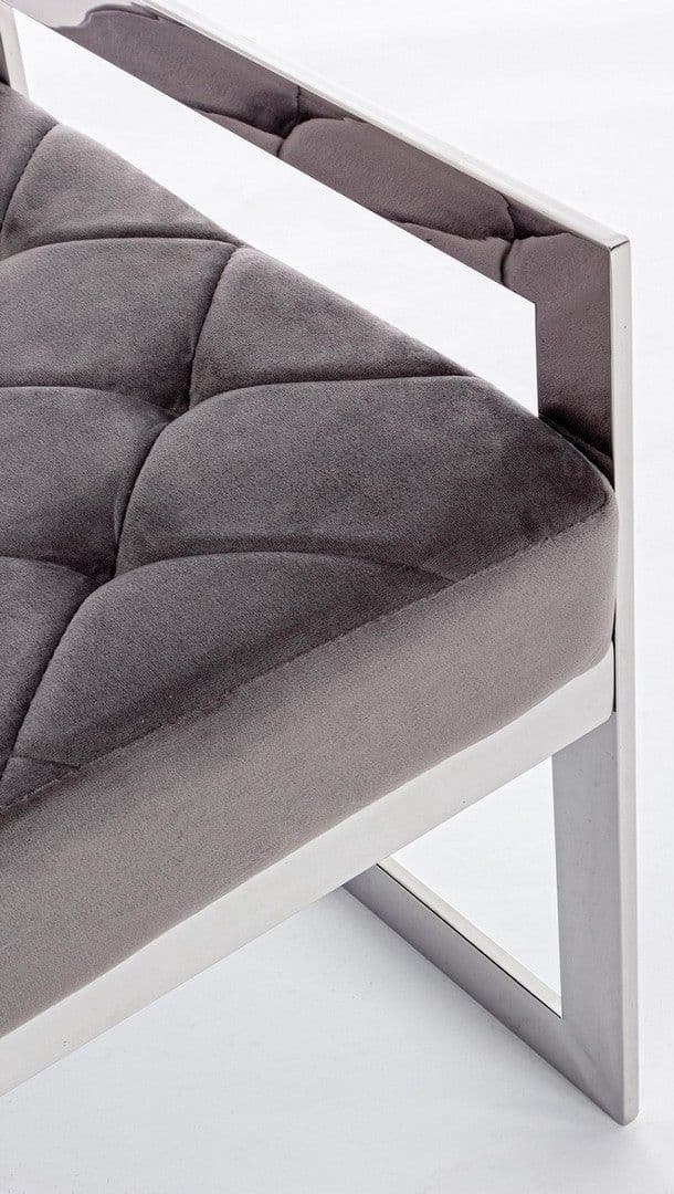 Panchetta per interno "Sveva" con seduta in velluto, color grigio da 97 x 44 cm in Panche contenitore Decor Space - Altamura, commercioVirtuoso.it