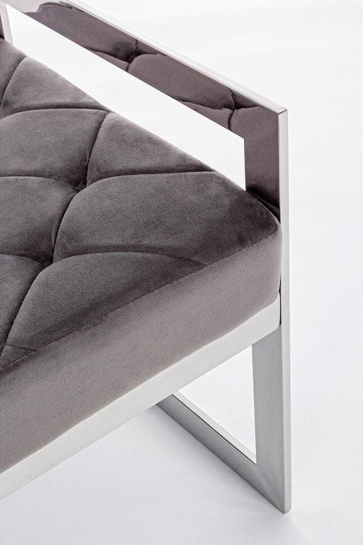 Panchetta per interno "Sveva" con seduta in velluto, color grigio da 97 x 44 cm in Panche contenitore Decor Space - Altamura, commercioVirtuoso.it