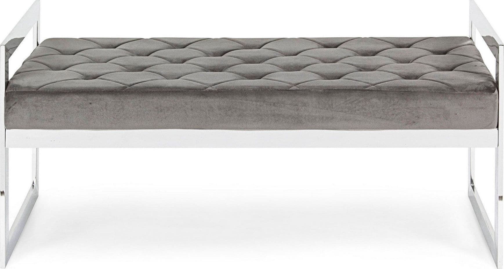 Panchetta per interno "Sveva" con seduta in velluto, color grigio da 97 x 44 cm in Panche contenitore Decor Space - Altamura, commercioVirtuoso.it