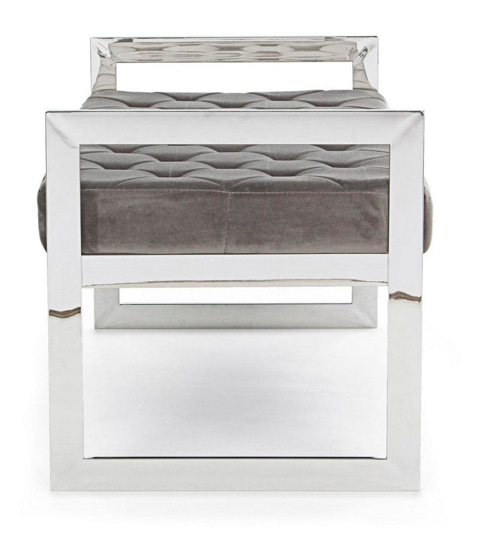 Panchetta per interno "Sveva" con seduta in velluto, color grigio da 97 x 44 cm in Panche contenitore Decor Space - Altamura, commercioVirtuoso.it