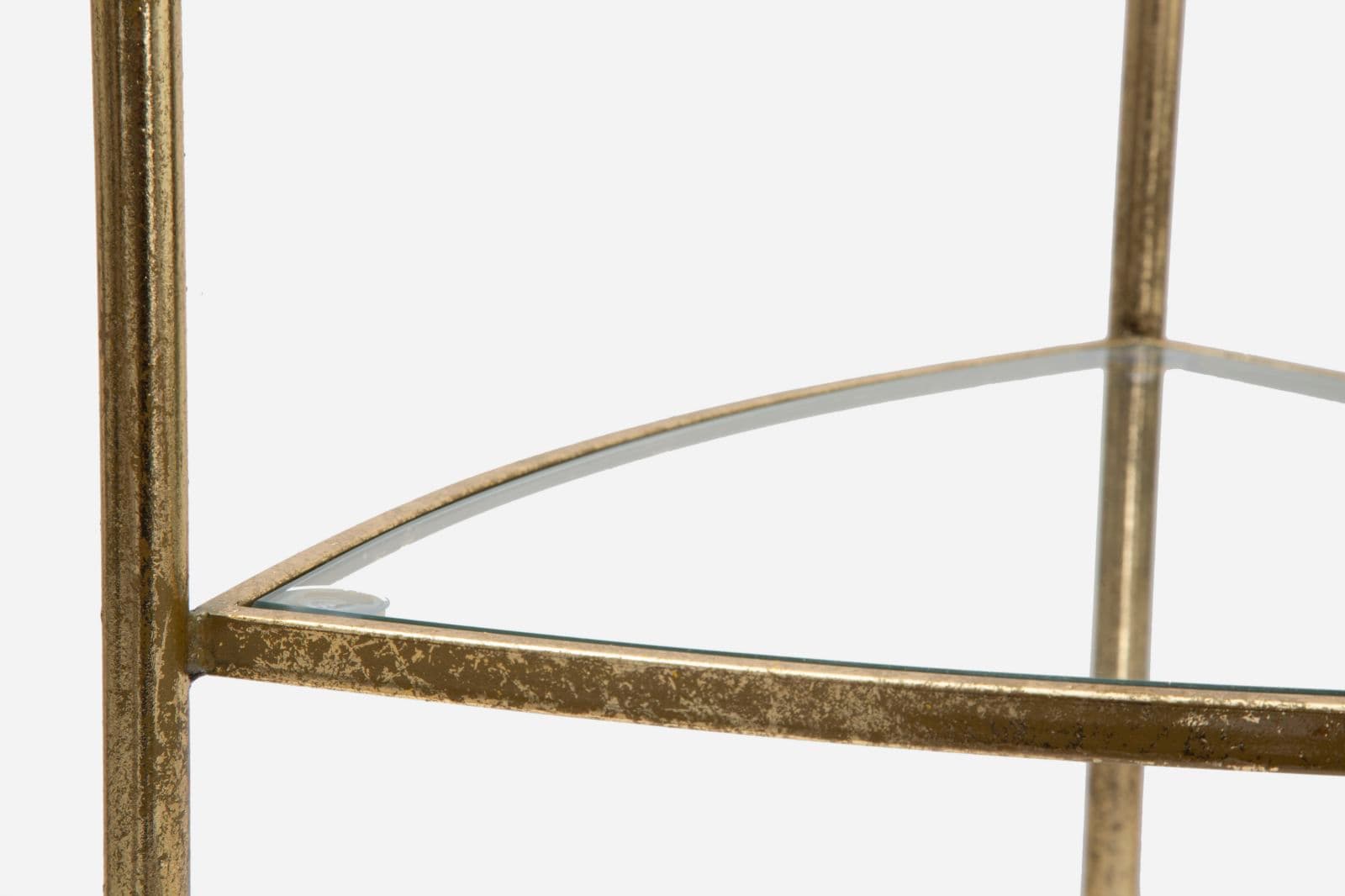 Tavolinetto porta telefono con 3 ripiani in metallo color oro e vetro per interni in Console e tavoli da divano Decor Space - Altamura, commercioVirtuoso.it