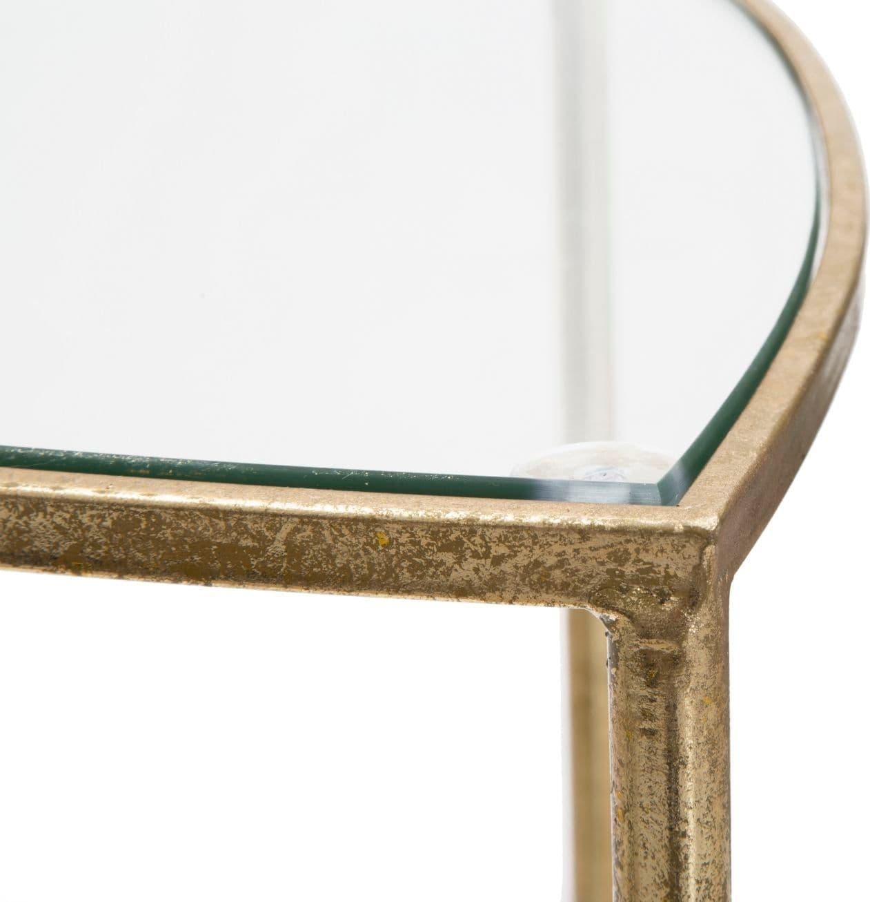 Tavolinetto porta telefono con 3 ripiani in metallo color oro e vetro per interni in Console e tavoli da divano Decor Space - Altamura, commercioVirtuoso.it