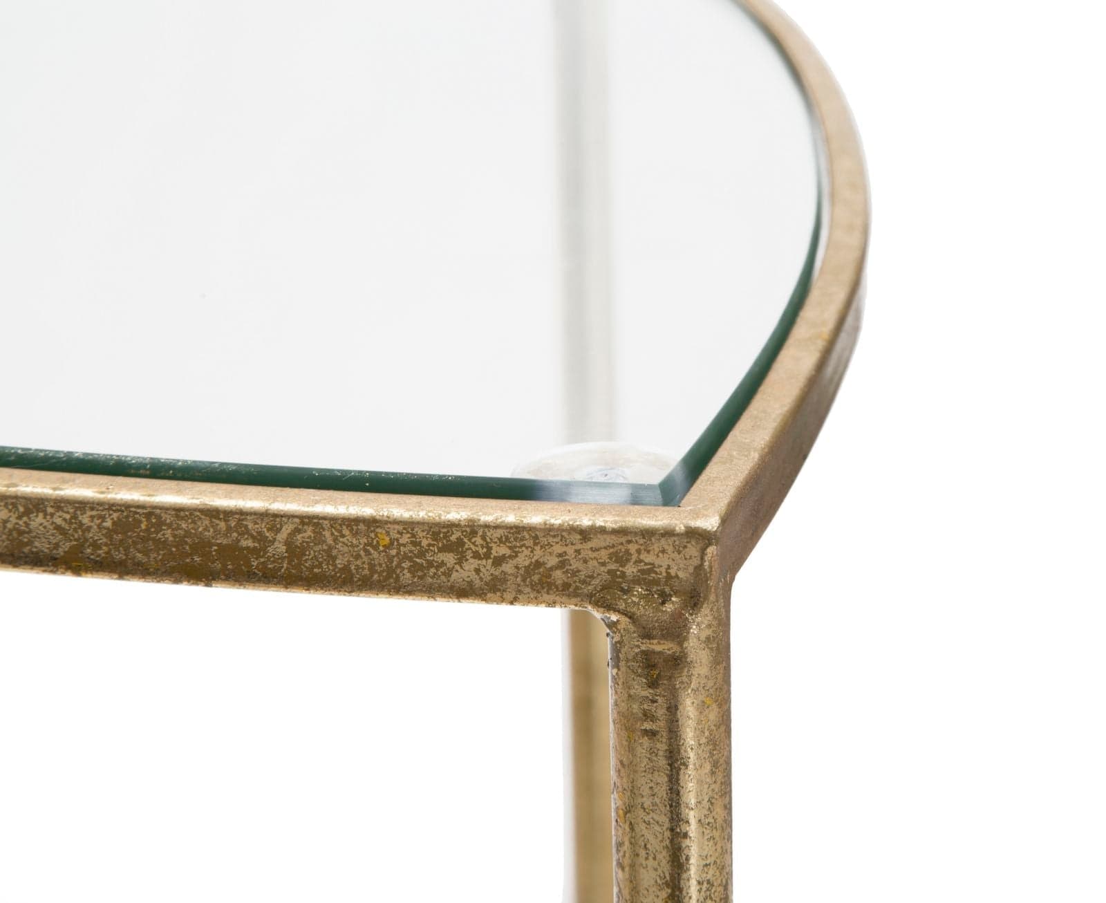 Tavolinetto porta telefono con 3 ripiani in metallo color oro e vetro per interni in Console e tavoli da divano Decor Space - Altamura, commercioVirtuoso.it