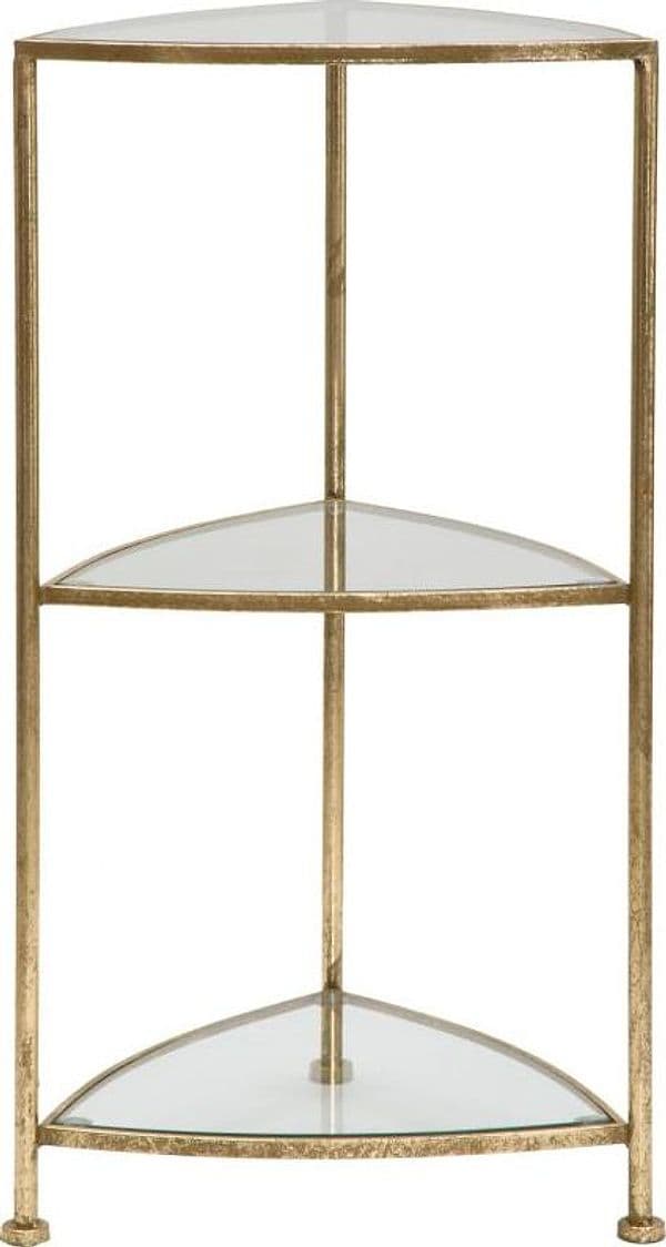 Tavolinetto porta telefono con 3 ripiani in metallo color oro e vetro per interni in Console e tavoli da divano Decor Space - Altamura, commercioVirtuoso.it