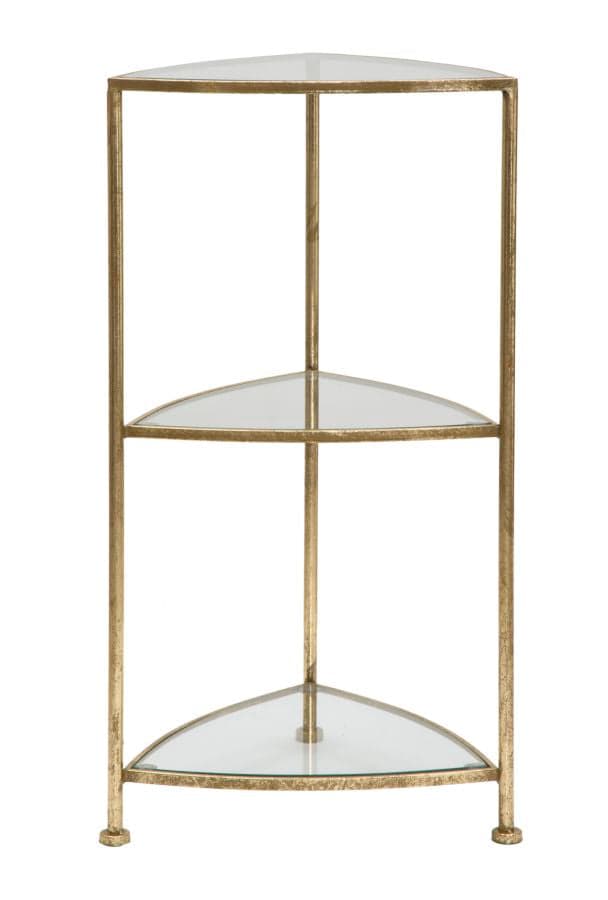 Tavolinetto porta telefono con 3 ripiani in metallo color oro e vetro per interni in Console e tavoli da divano Decor Space - Altamura, commercioVirtuoso.it