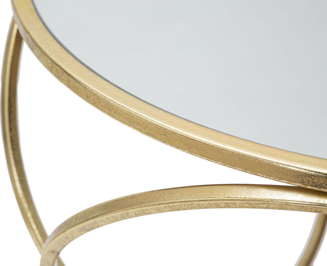 Tavolinetto "Circly" struttura in metallo color oro ripiano in vetro per interni in Console e tavoli da divano Decor Space - Altamura, commercioVirtuoso.it