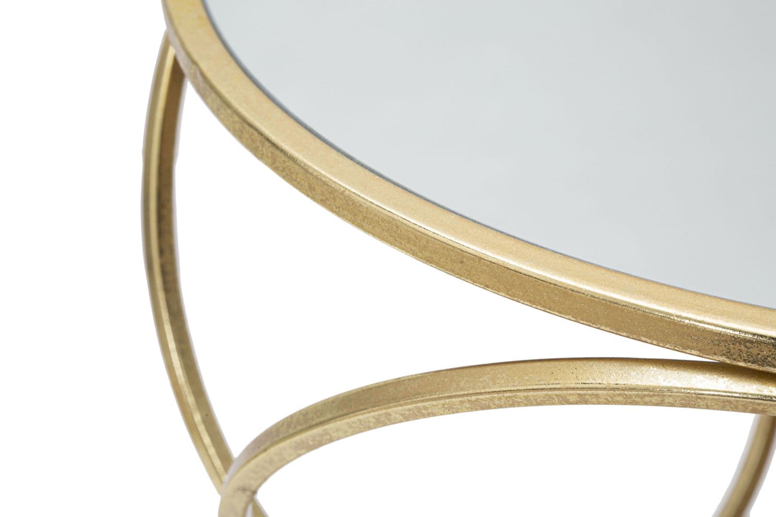 Tavolinetto "Circly" struttura in metallo color oro ripiano in vetro per interni in Console e tavoli da divano Decor Space - Altamura, commercioVirtuoso.it