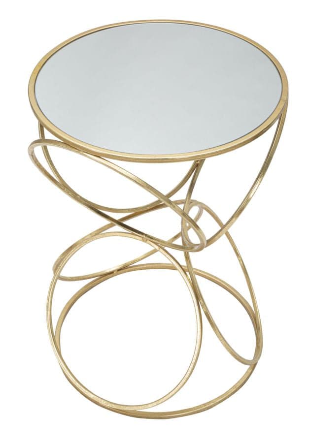 Tavolinetto "Circly" struttura in metallo color oro ripiano in vetro per interni in Console e tavoli da divano Decor Space - Altamura, commercioVirtuoso.it
