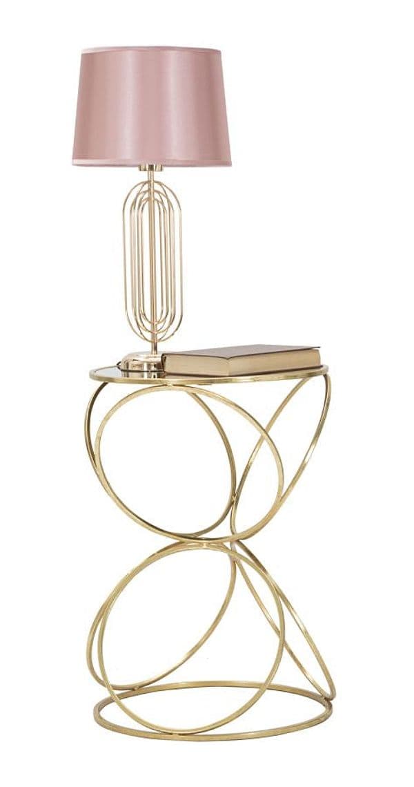 Tavolinetto "Circly" struttura in metallo color oro ripiano in vetro per interni in Console e tavoli da divano Decor Space - Altamura, commercioVirtuoso.it