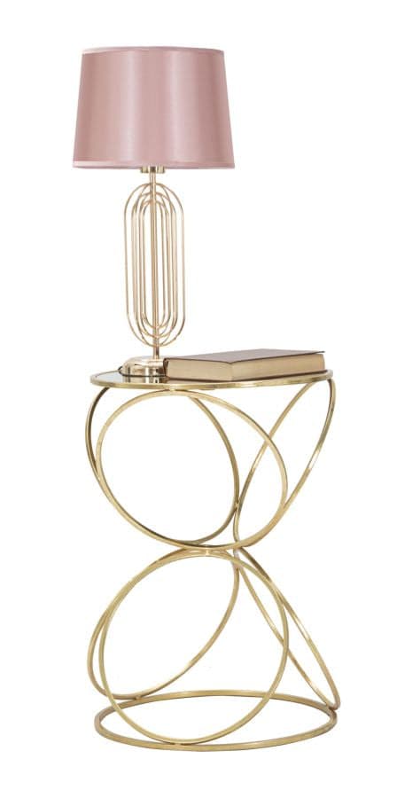 Tavolinetto "Circly" struttura in metallo color oro ripiano in vetro per interni in Console e tavoli da divano Decor Space - Altamura, commercioVirtuoso.it