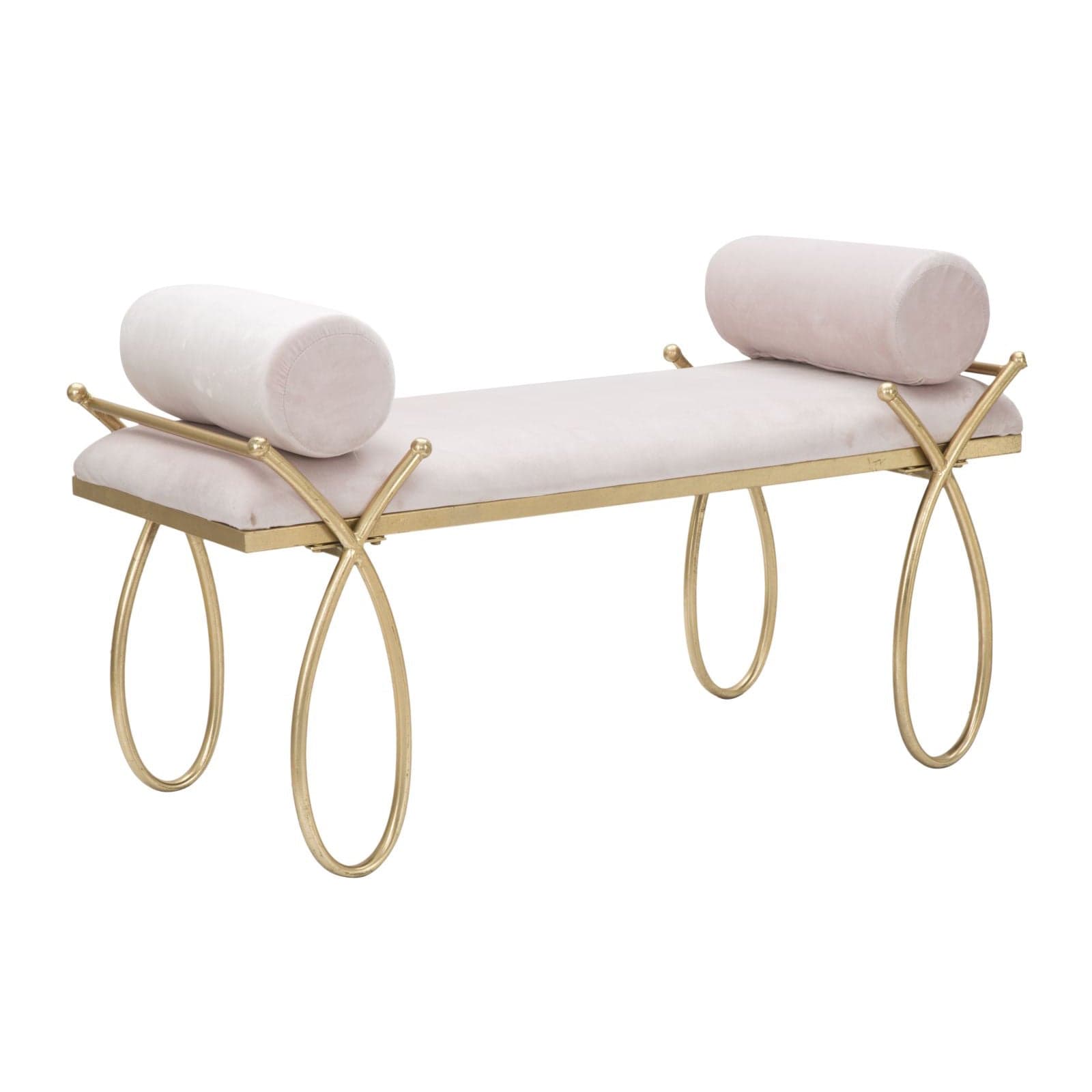 Panca "Ribbon" in poliestere gambe in metallo color oro per interni - 19